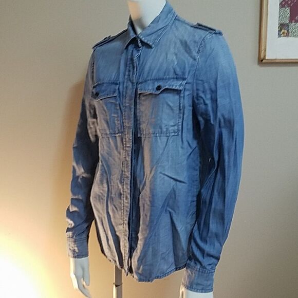 Frame Denim Blue Button Down Shirt (XS) - Picture 1 of 5